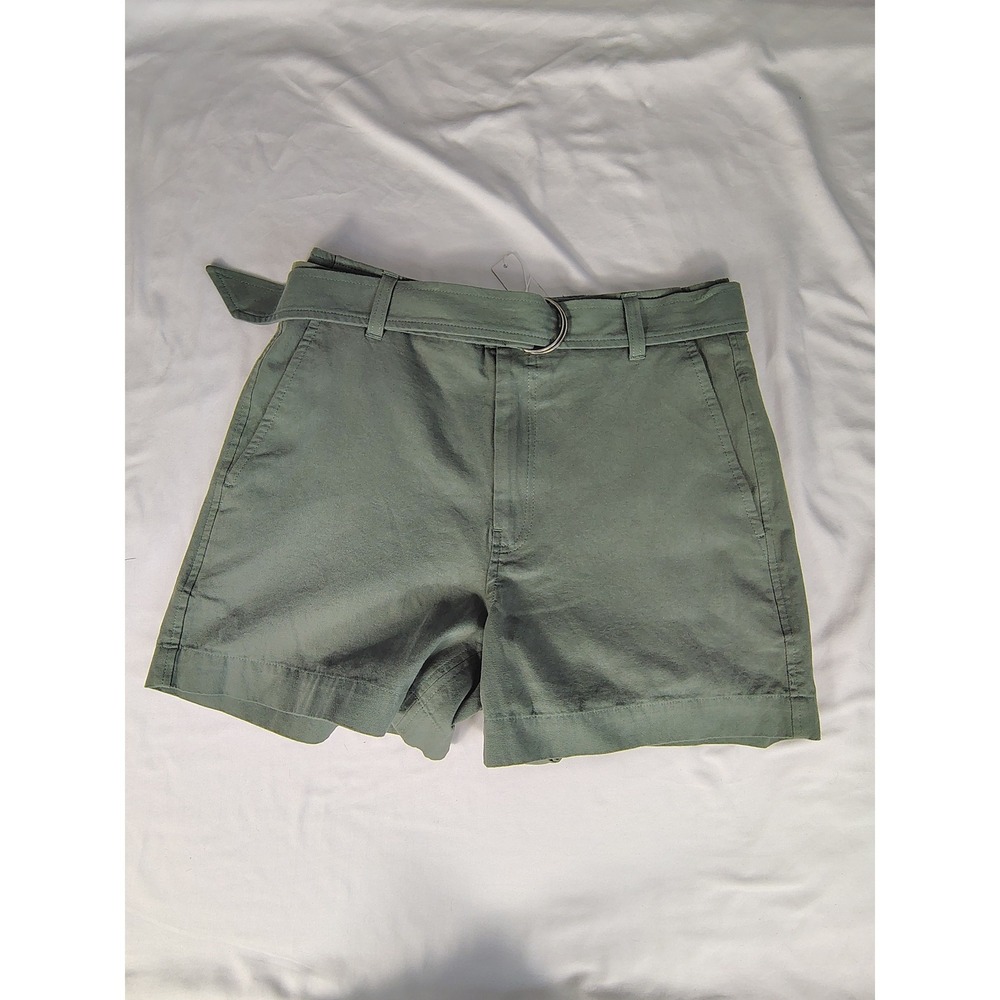 Lilla P Womens Sage Green Belted Cotton Canvas Shorts Size 0 High Rise Utility